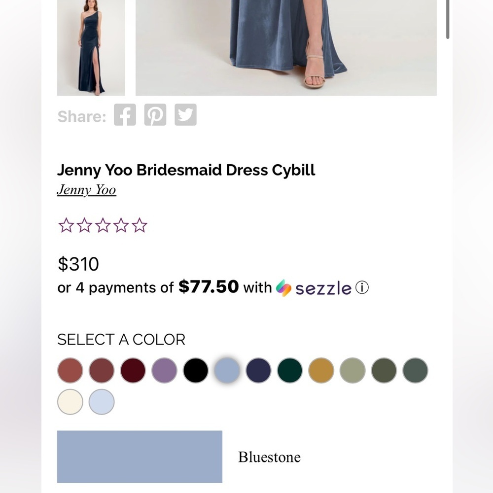 Jenny Yoo Cybill One Shoulder Gown | Chambray Bluestone Velvet | Size 4 - Picture 4 of 16